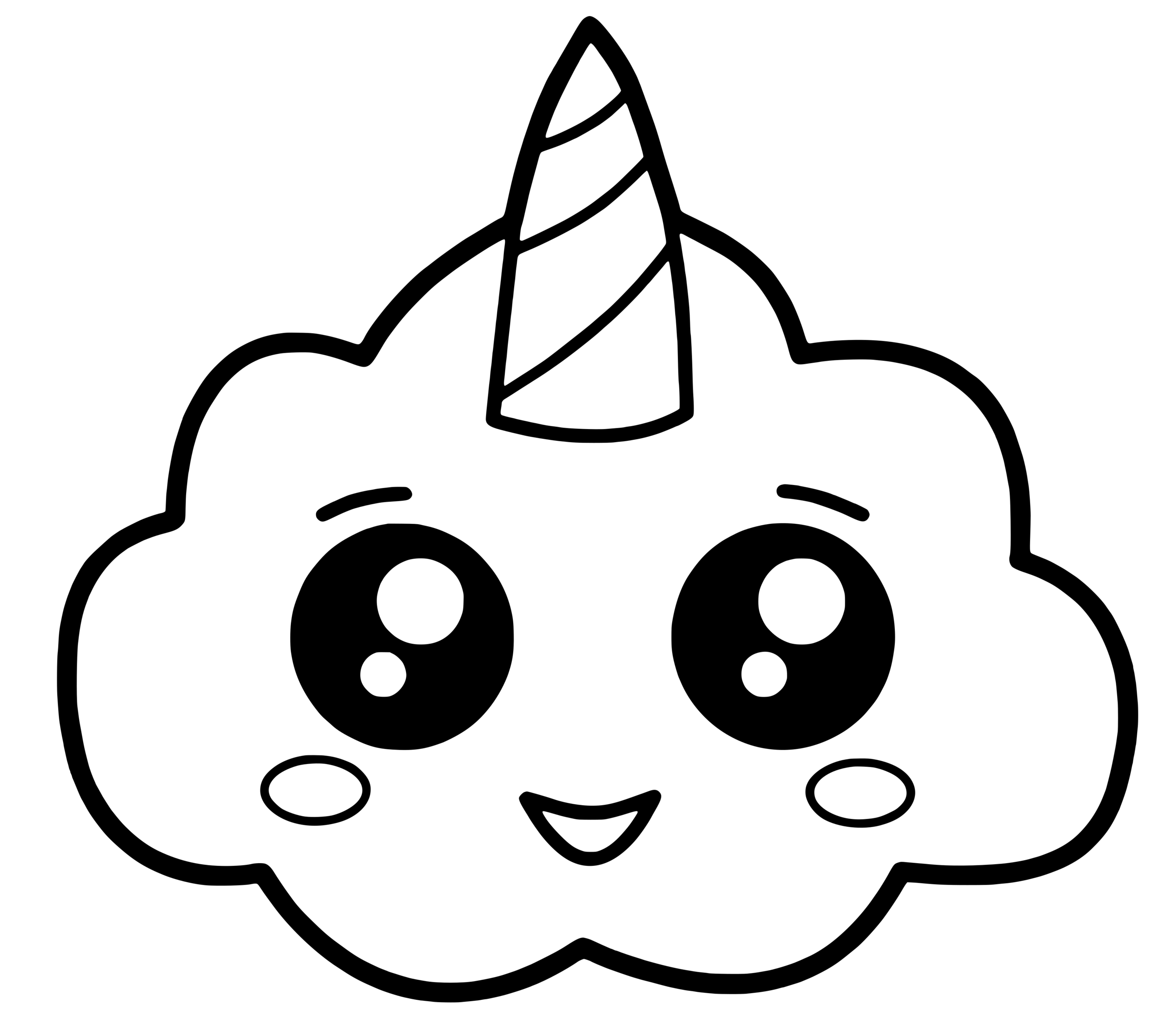 Unicorn Cloud Kawaii Coloring Page