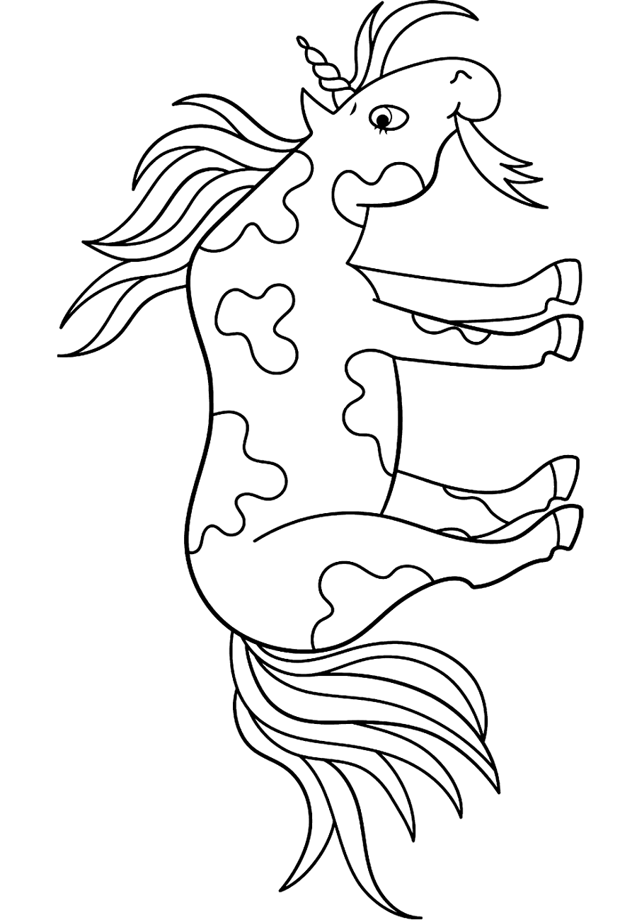 Unicorn Eating Hierba Coloring Page