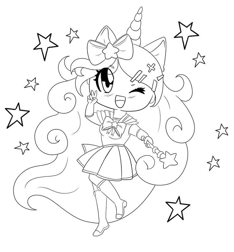 Unicorn Girl Coloring Page