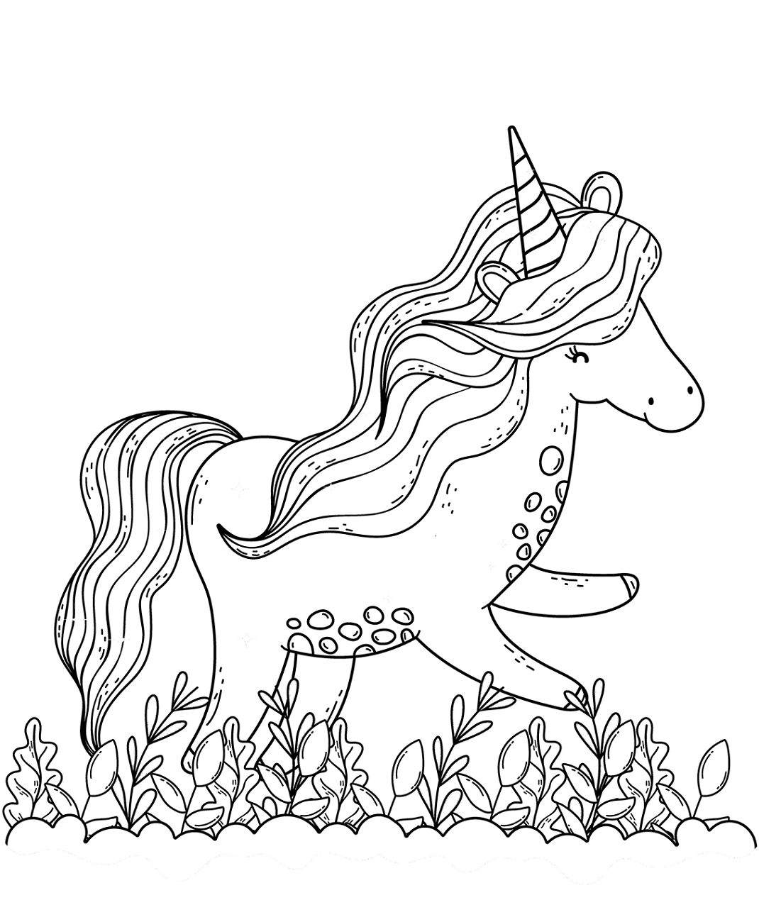 Unicorn Having Fun Coloring Page