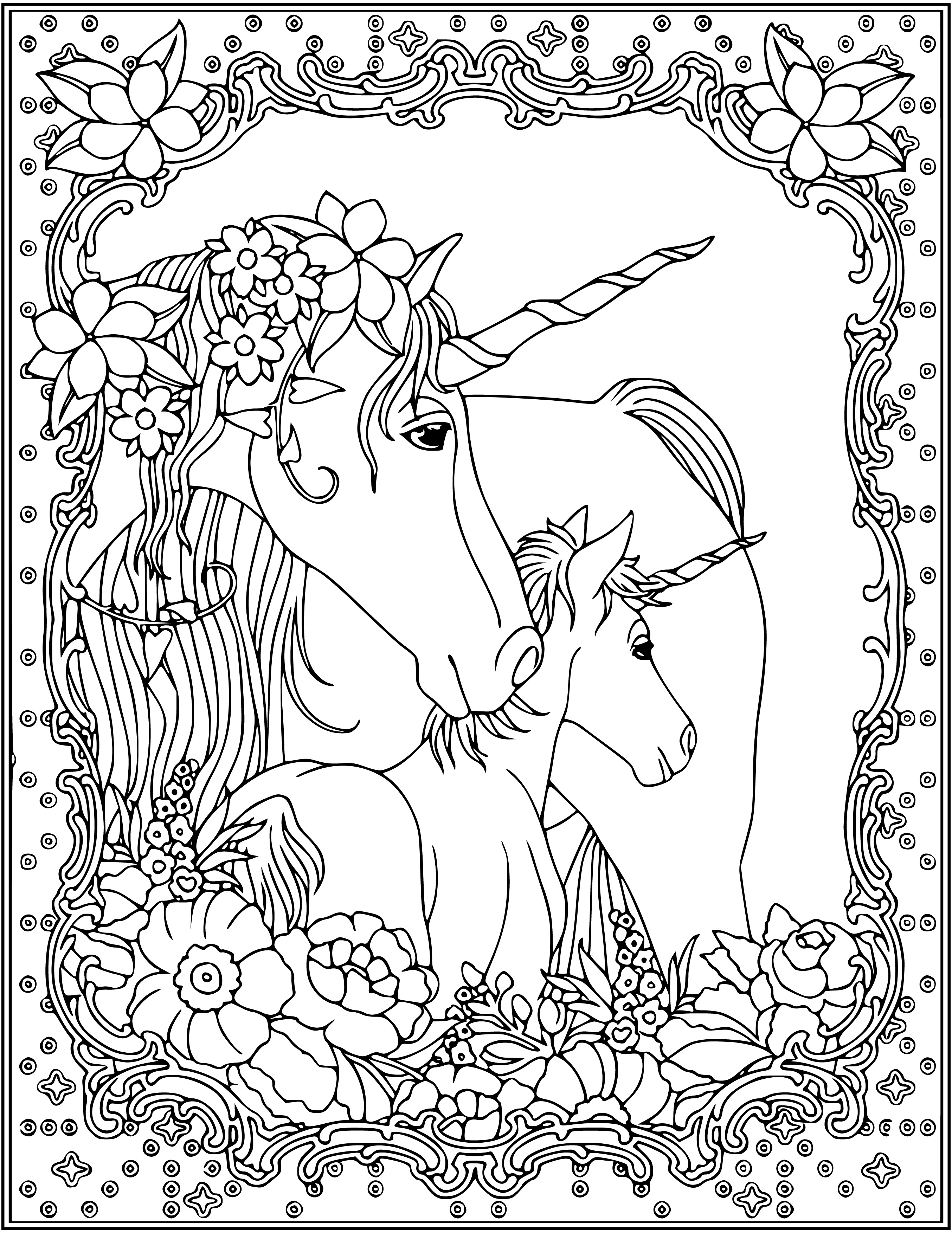 Unicorn Head Adult Coloring Page