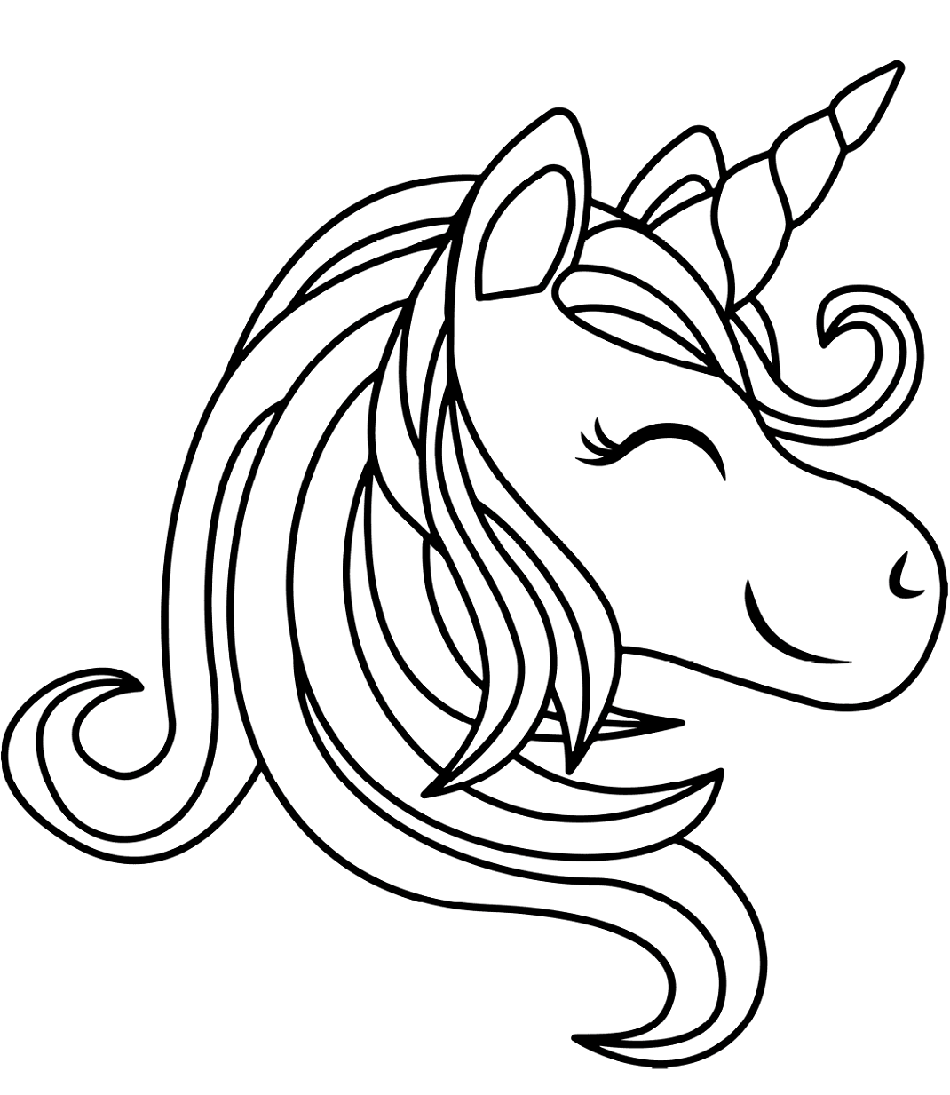 Unicorn Head Smiling Coloring Page