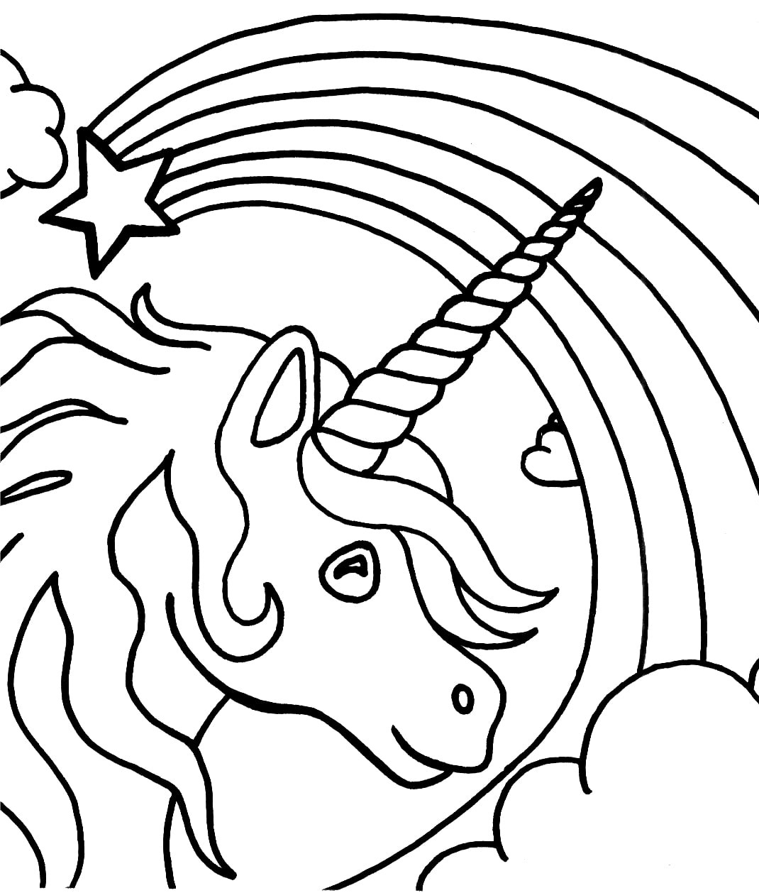 Unicorn Head With Rainbow Coloring Page