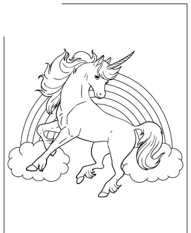 Unicorn Horse With Rainbow For Girls Coloring Page Coloring Page