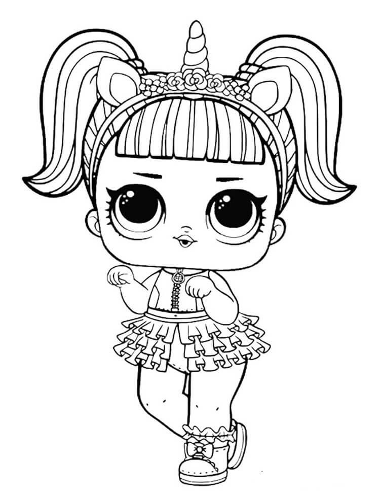 Unicorn Lol Doll Coloring Page