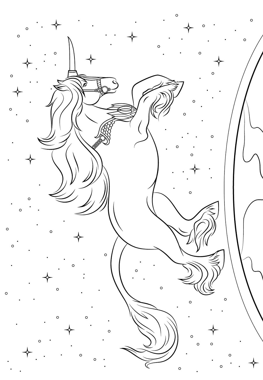 Unicorn Moving Coloring Page