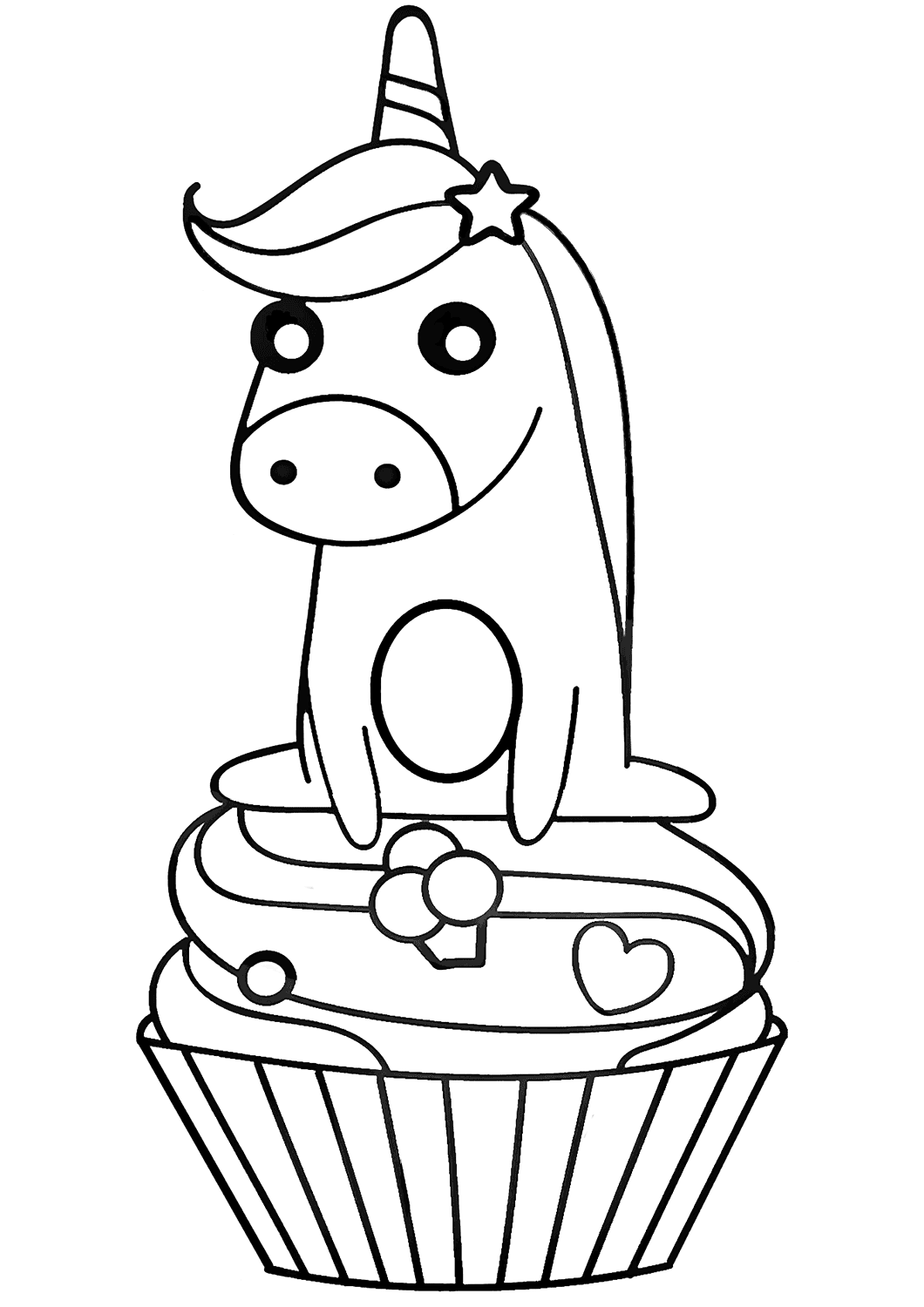 Unicorn On Cupcake Coloring Page