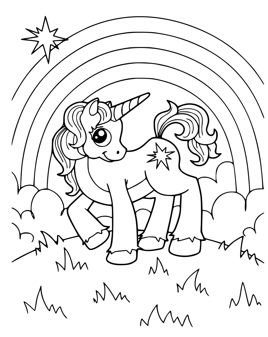 Unicorn Rainbow Magic Stars Coloring Pages   Coloring Cool