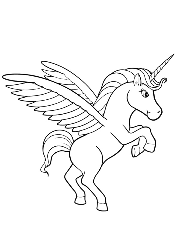 Unicorn Ready To Fly A4 Coloring Page