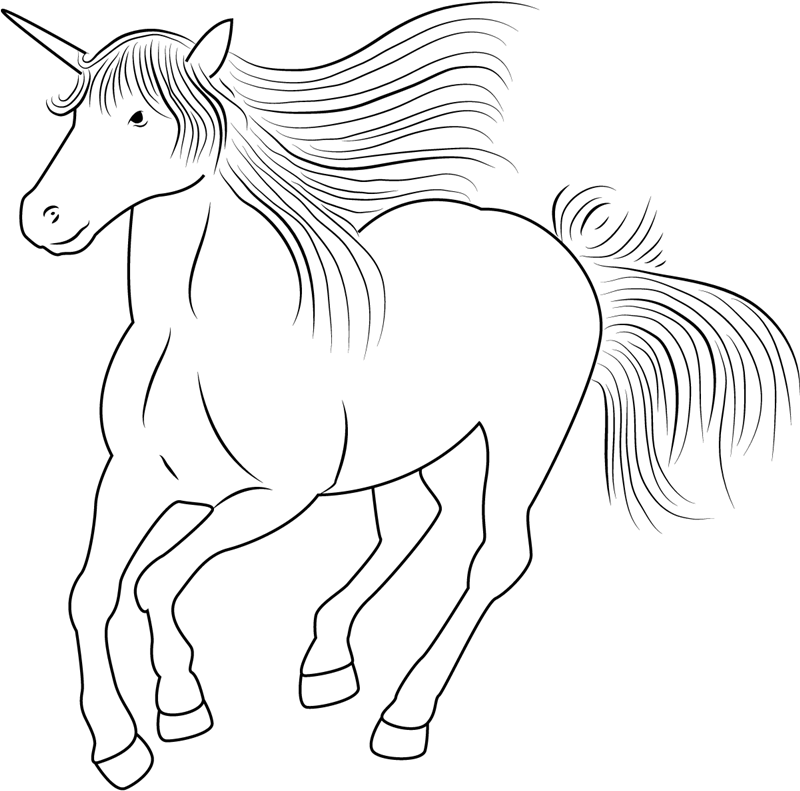 Unicorn Running Fast Coloring Page