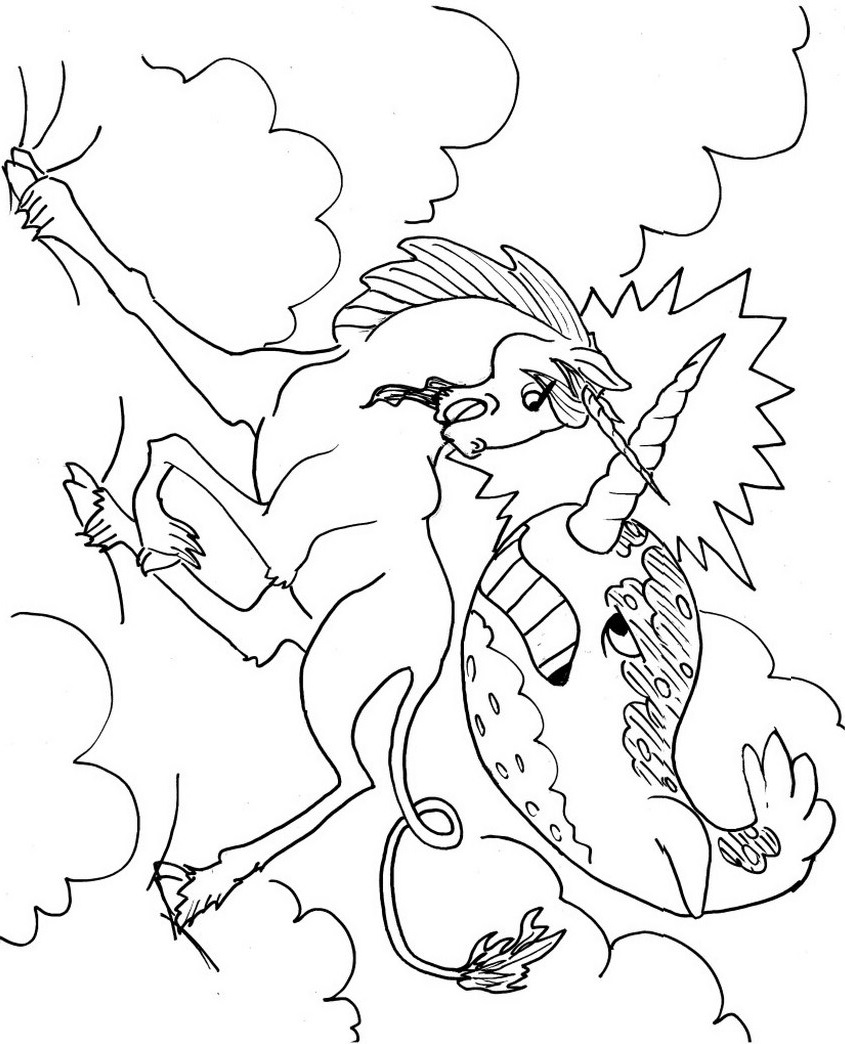 Unicorn Vs Narwhal Coloring Page