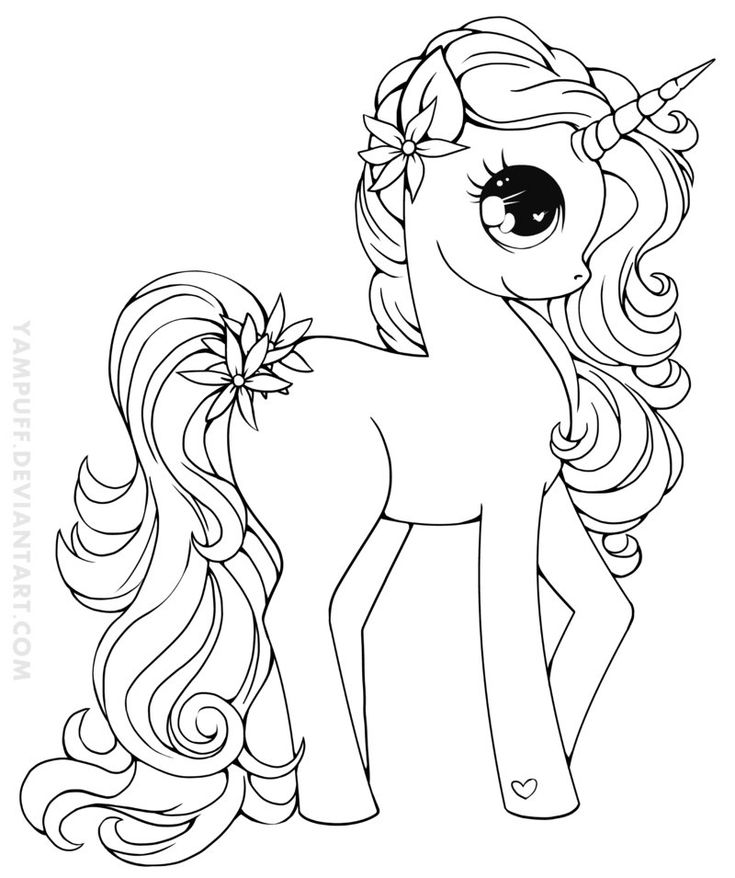 Unicorn With Beautiful Glitter Eyes Coloring Page