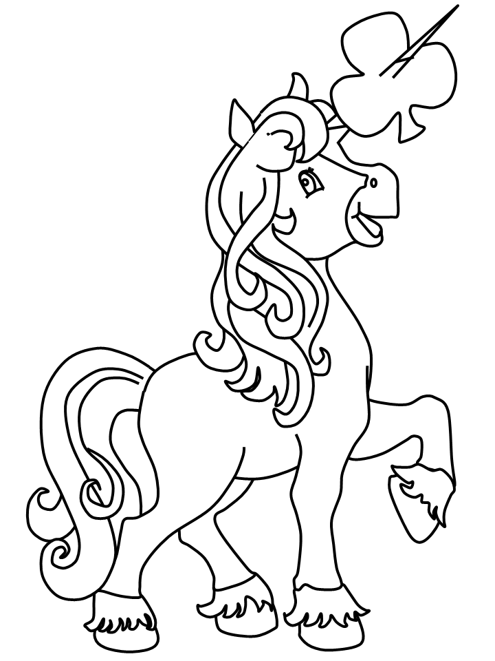 Unicorn With Clubs Symbol Coloring Page