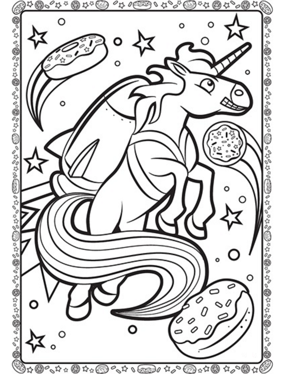 Unicorn With Rocket Coloring Page