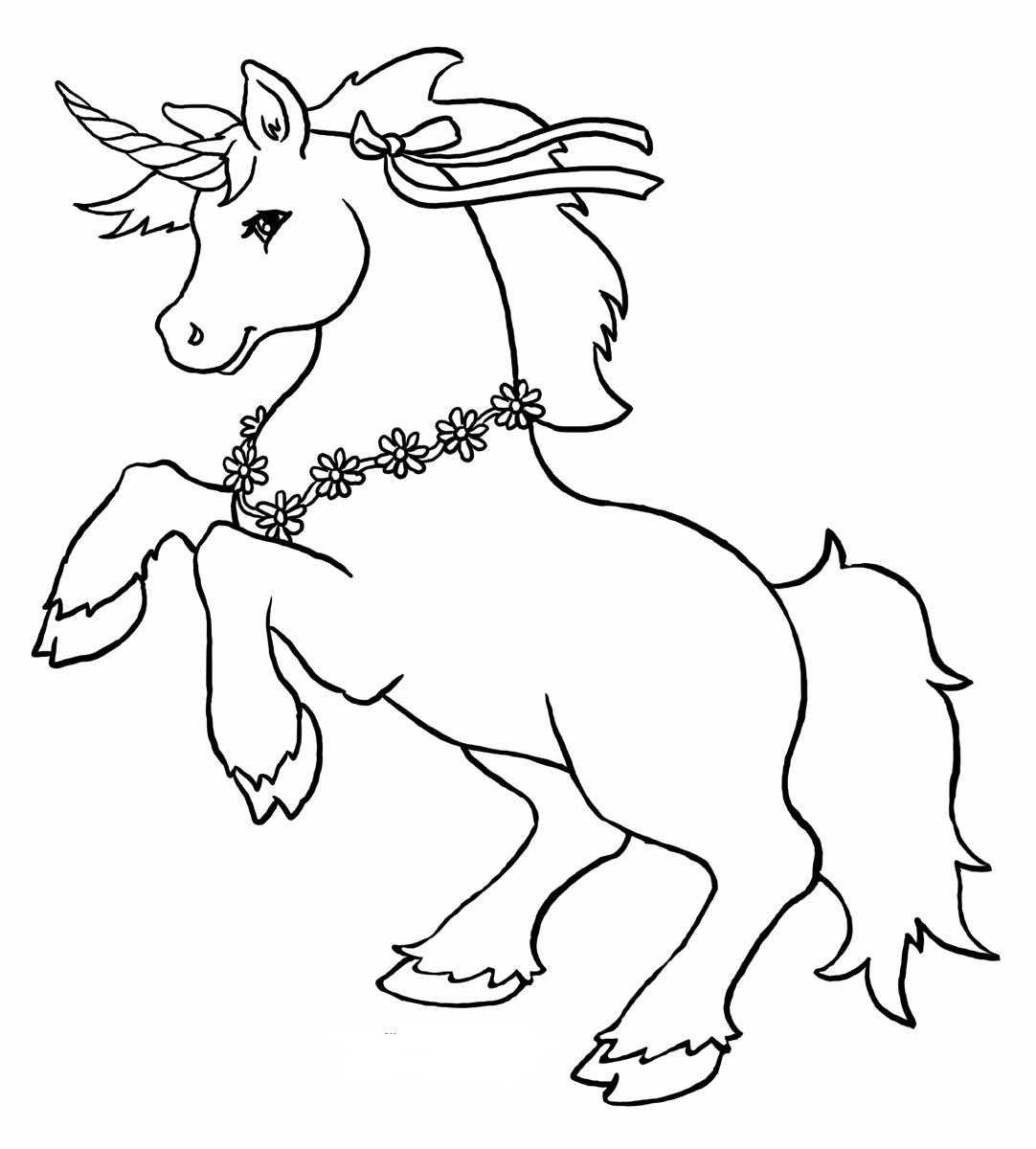 Unicorn With Wreath Coloring Page