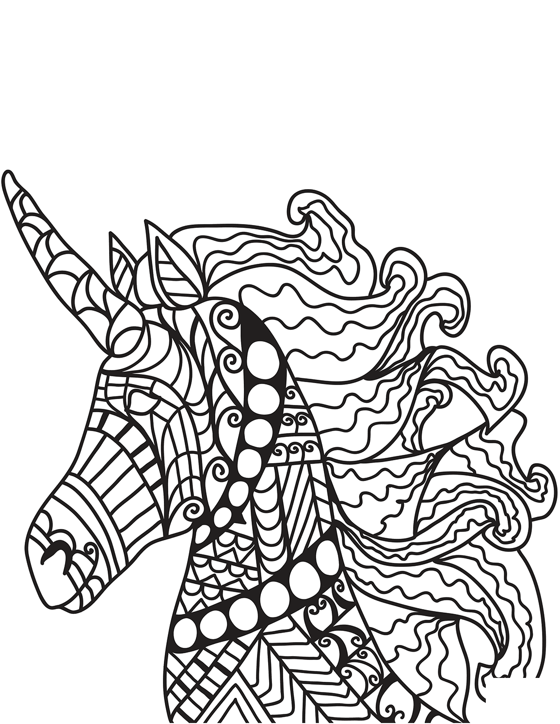 Unicorn Zentangle 27 Coloring Page
