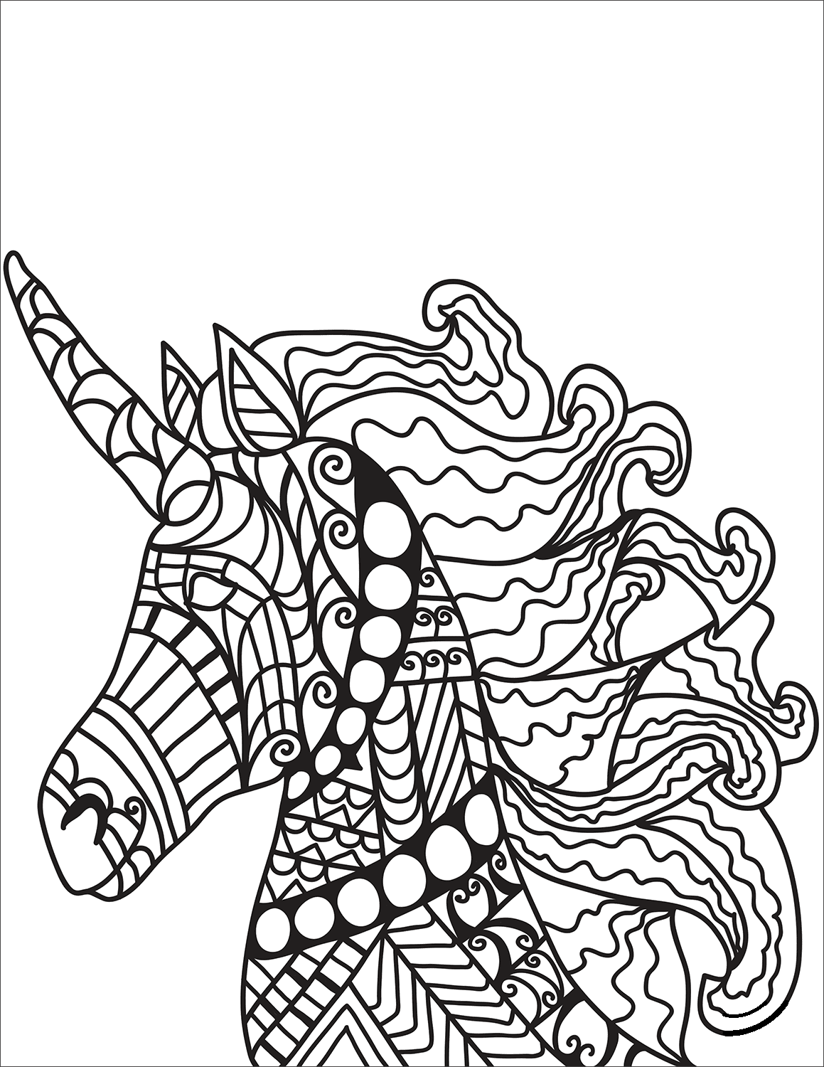 Unicorn Zentangle Coloring Page