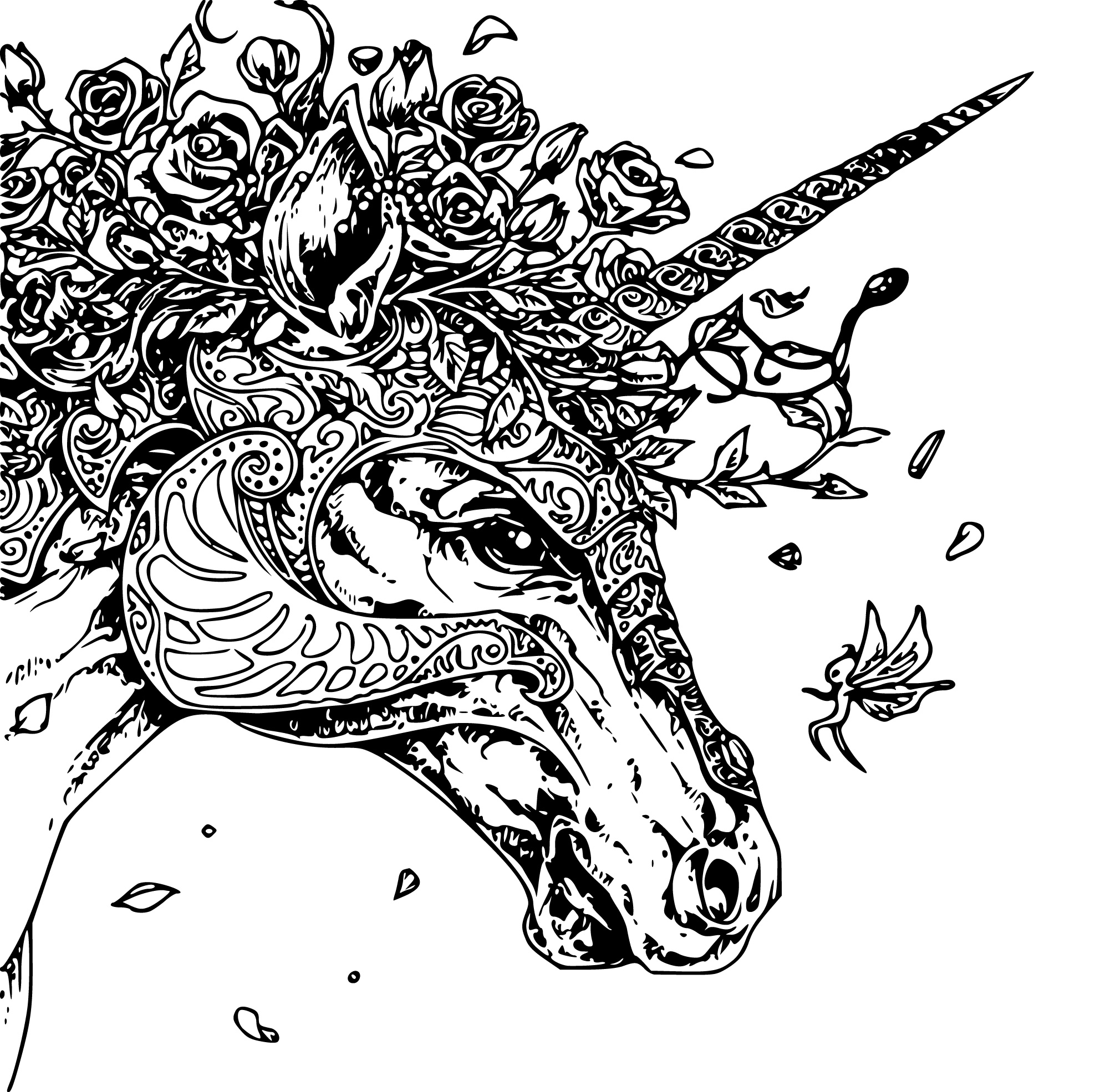 Unique Unicorn Head Adult Zentangle Coloring Pages   Coloring Cool