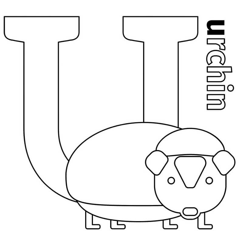 Urchin Letter U Coloring Page