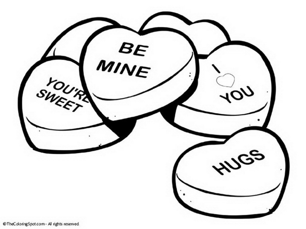 Valentine Day Cute Words Happy Heart Coloring Page