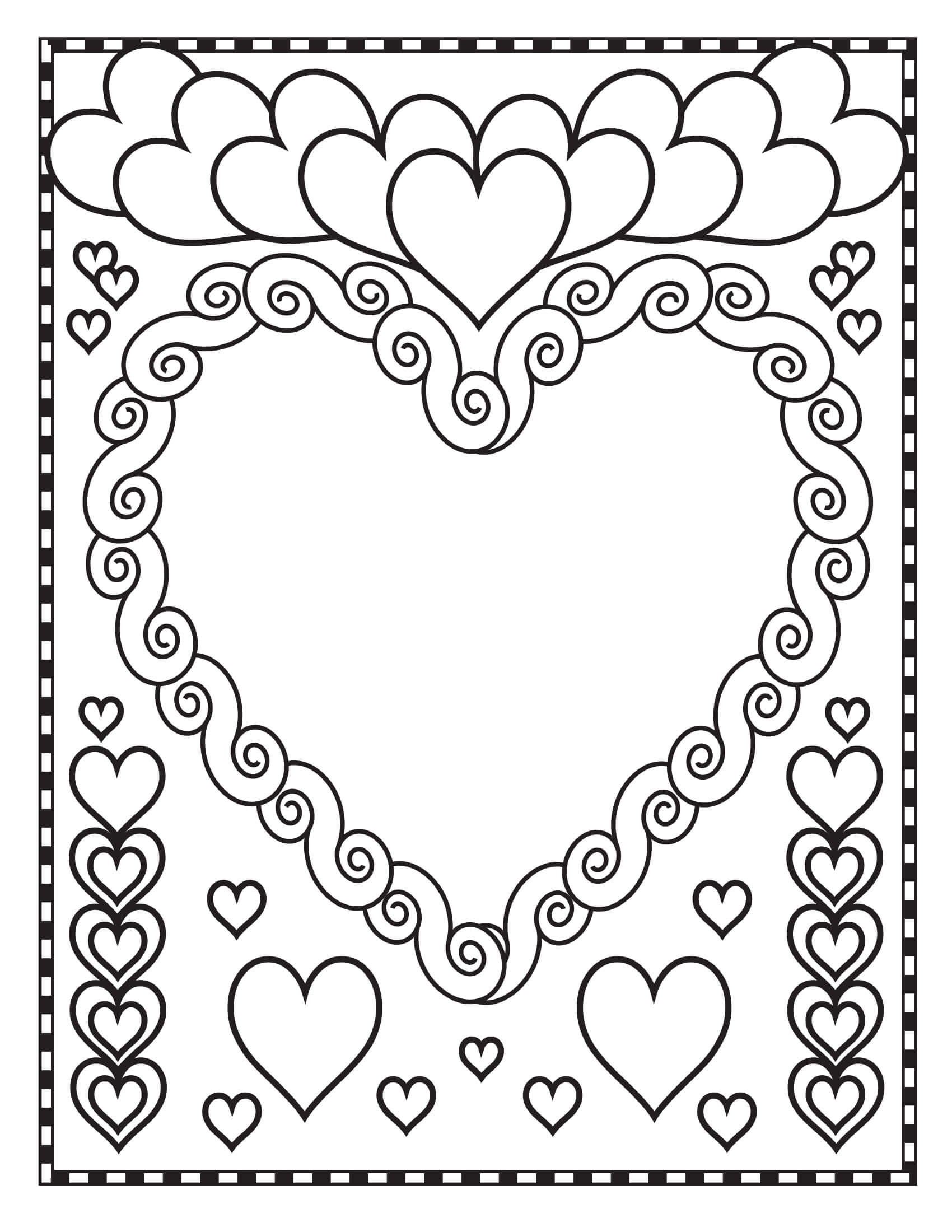 Valentine Hearts Blank Coloring Page