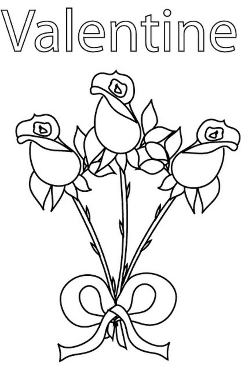 Valentine Rose Coloring Page