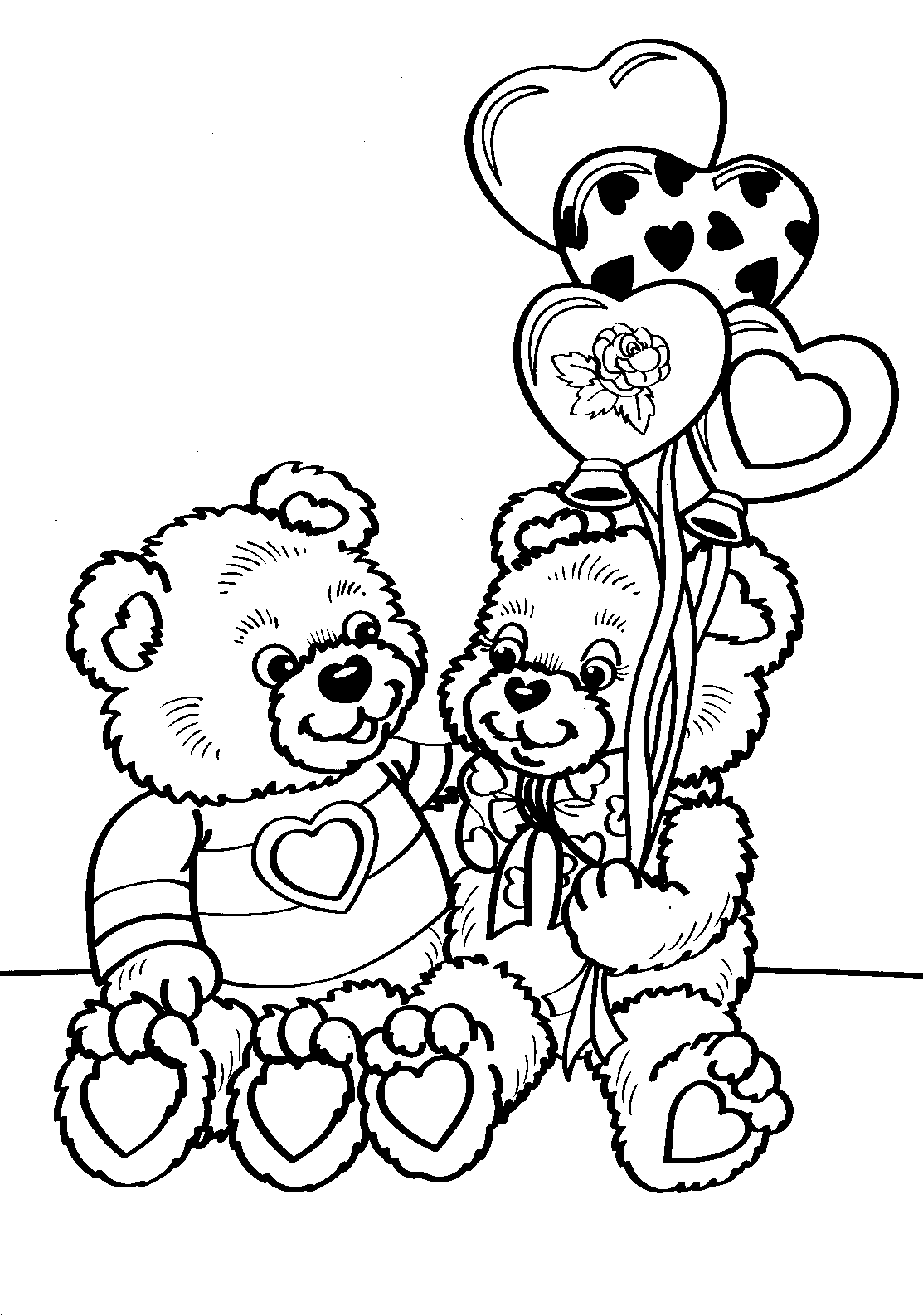 Valentine S Cute Bears Coloring Page