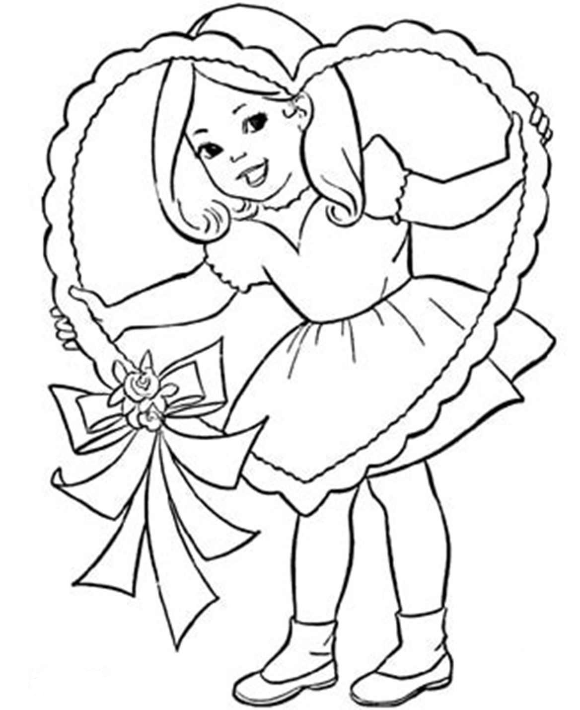 Valentine S Little Girl Coloring Page