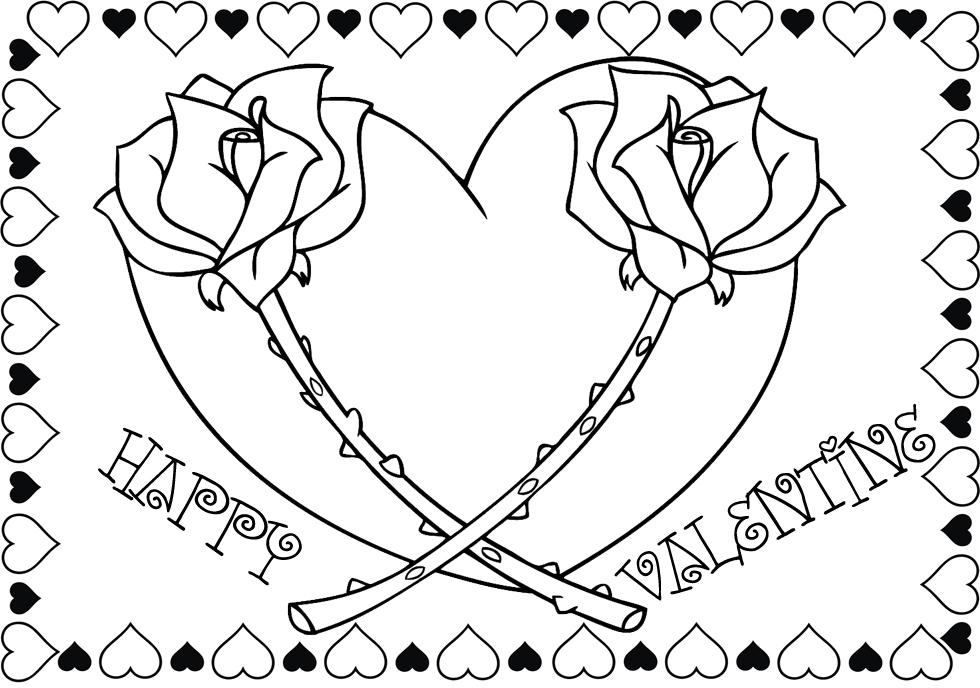 Valentines S Adorable Roses Coloring Page