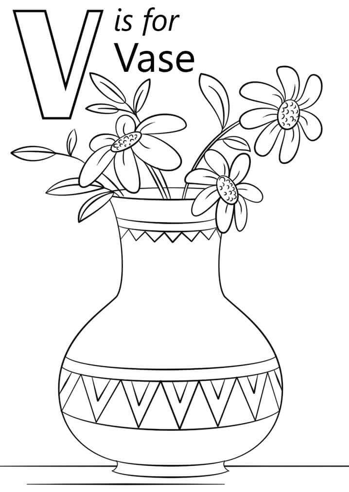 Vase Letter V Coloring Page