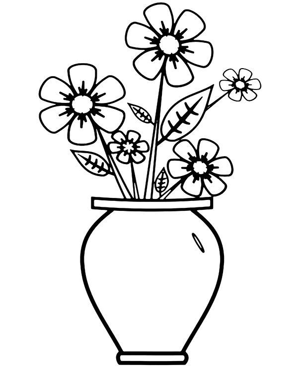 Vase With Flowers Coloring Page