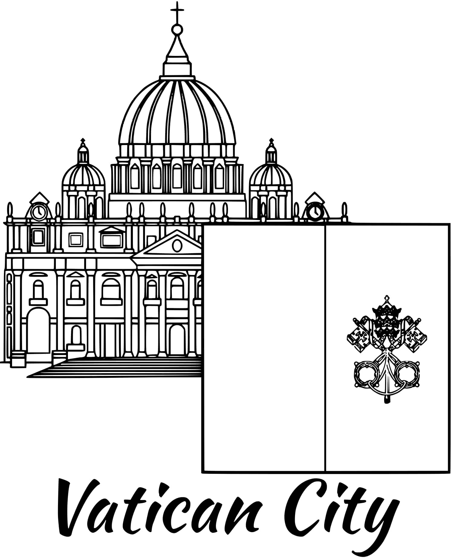 Vatican Flag St Peters Basilica Coloring Page