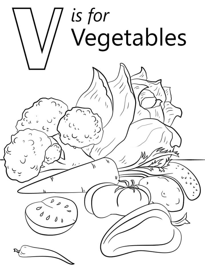 Vegetables Letter V Coloring Page
