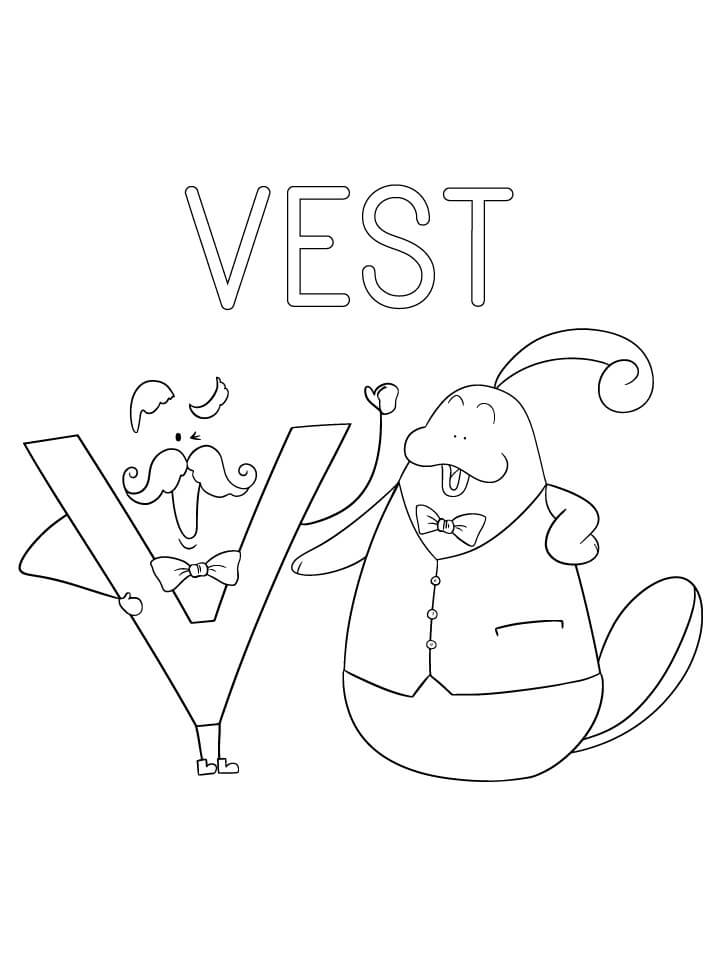 Vest Letter V Coloring Page
