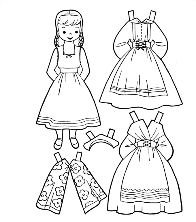 Vintage Printable Dress Up Paper Doll Coloring Page