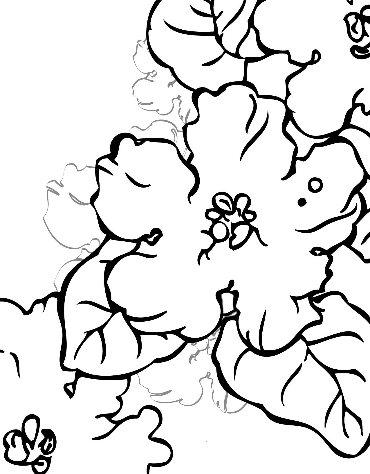 Violet Flowers Coloring Page