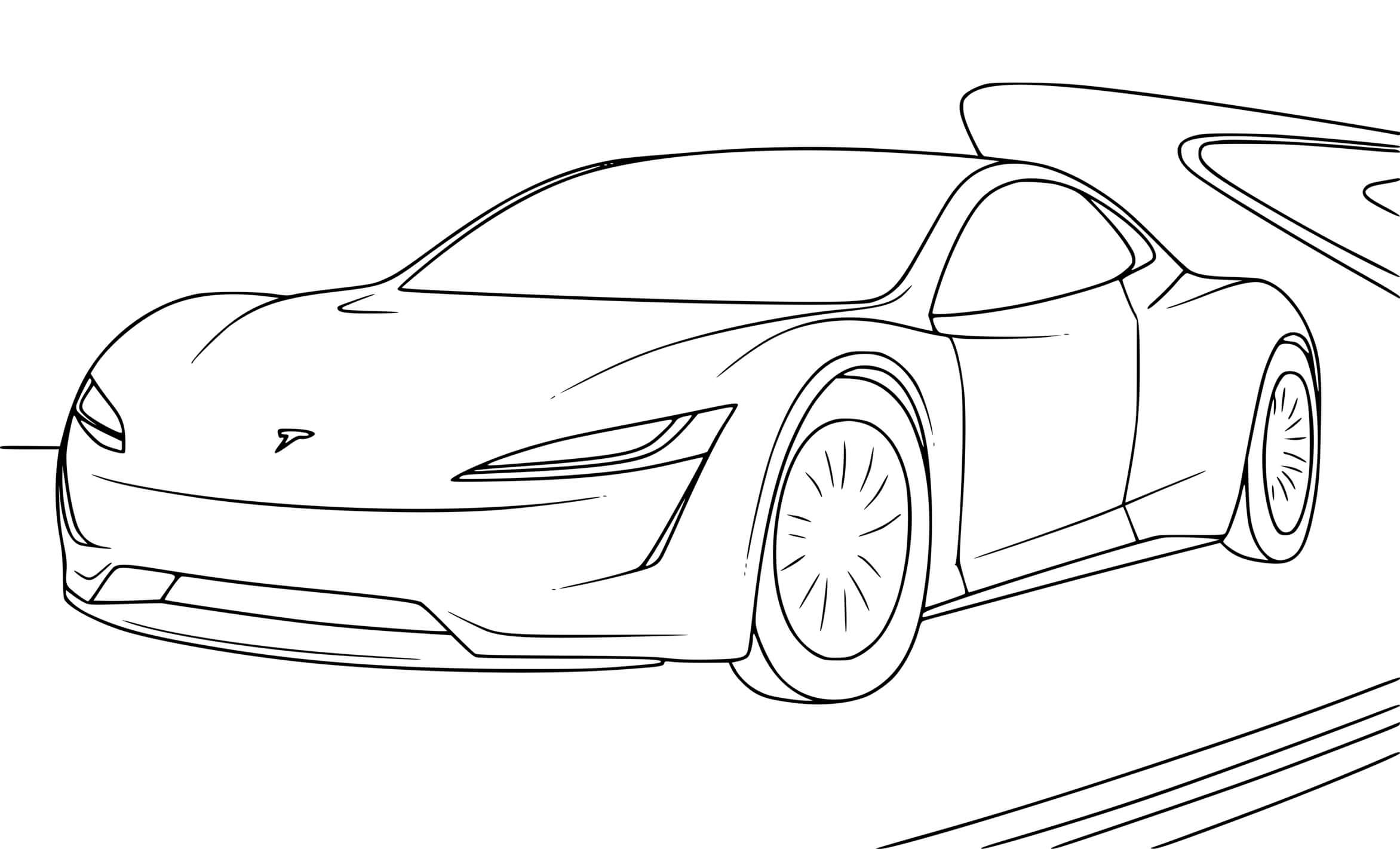 Voiture Tesla Roadster Coloring Page