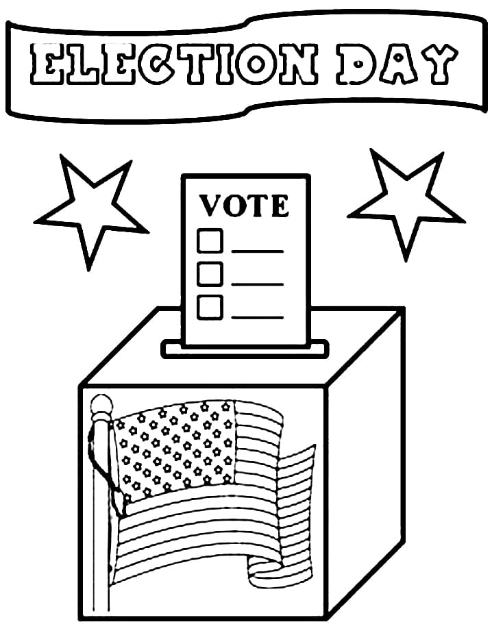 Vote Box Election Day Coloring Page