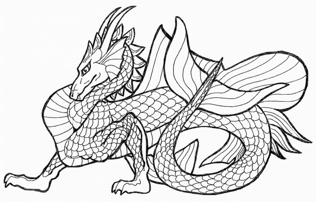 Water Chinese Dragon Coloring Page