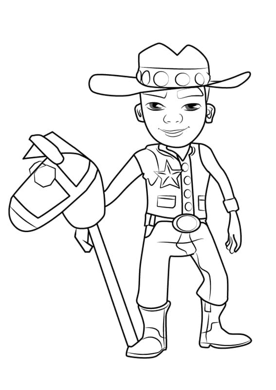 Wayne from Subway Surfers Coloring Page