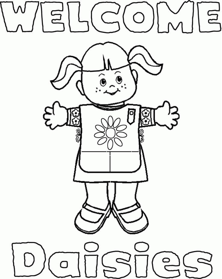 Welcome Daisies Girl Scout Coloring Page