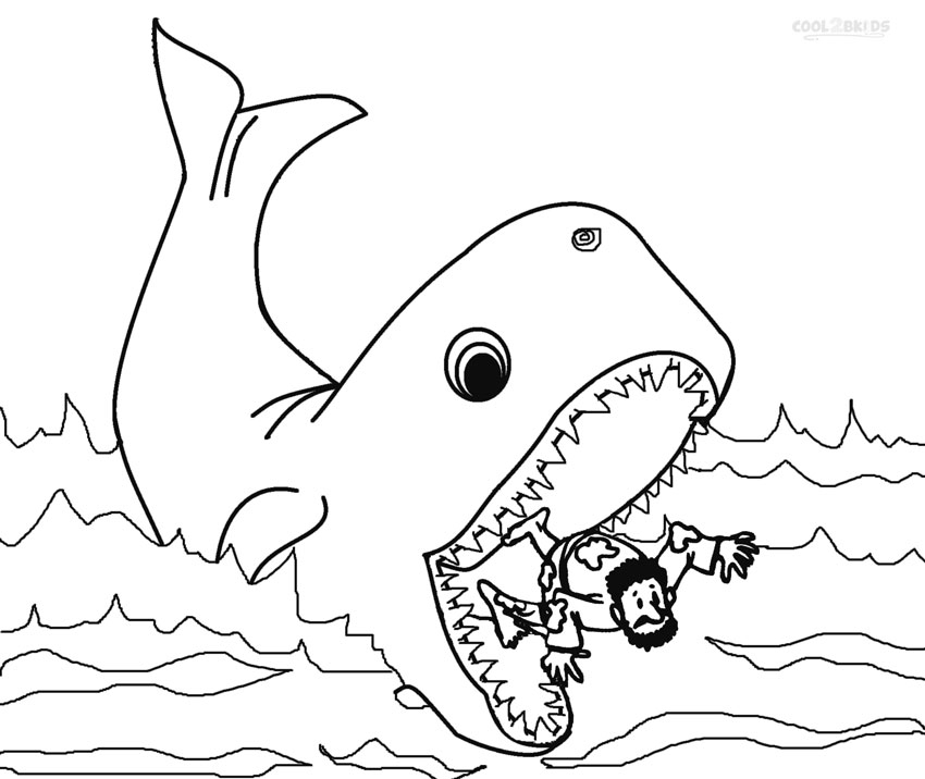 Cool Whale Eating A Man Coloring Page