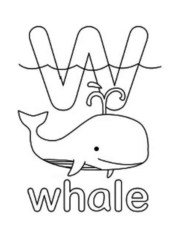 Whale Letter W 1 Coloring Page