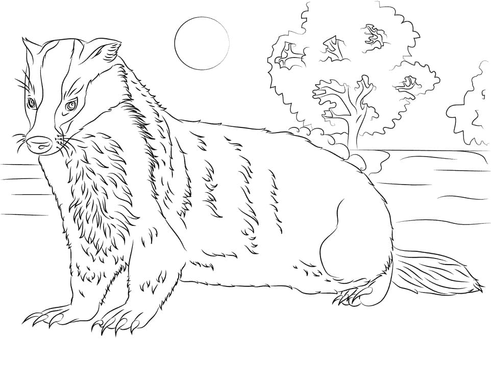 Wild Badger Coloring Page