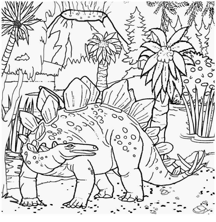 Wild Stegosaurus Coloring Page