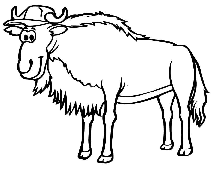 Wildebeest Smiling Coloring Page
