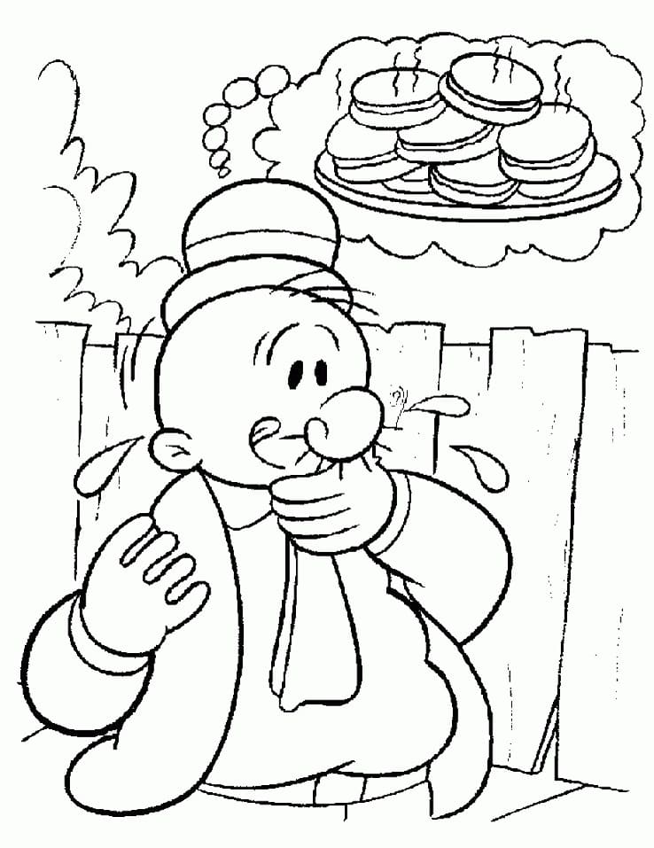 Wimpy is Hungry Coloring Page