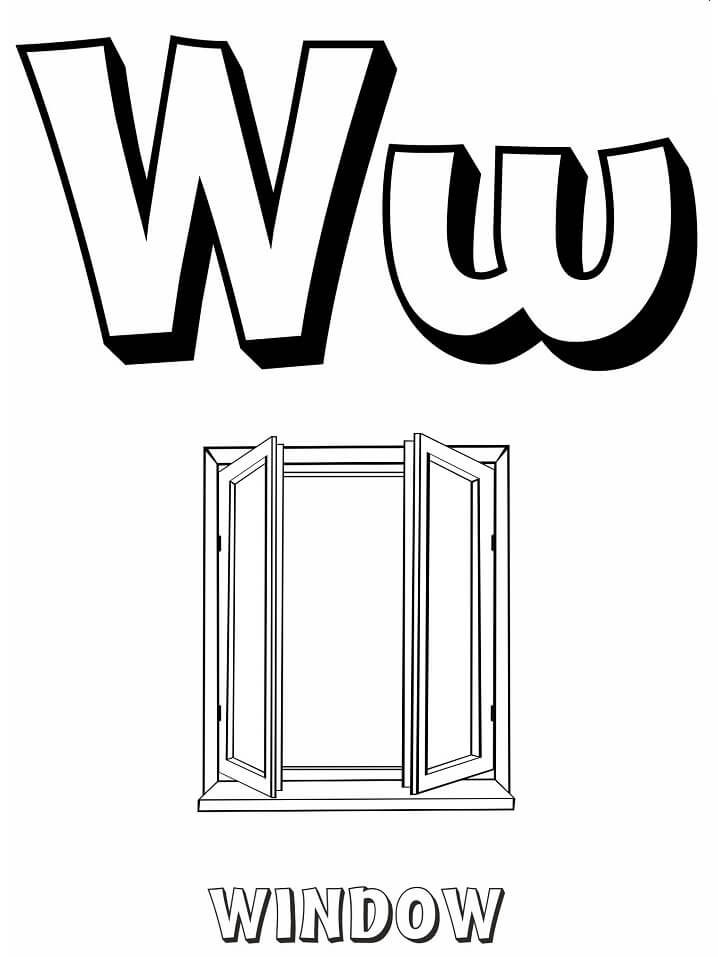 Window Letter W Coloring Page