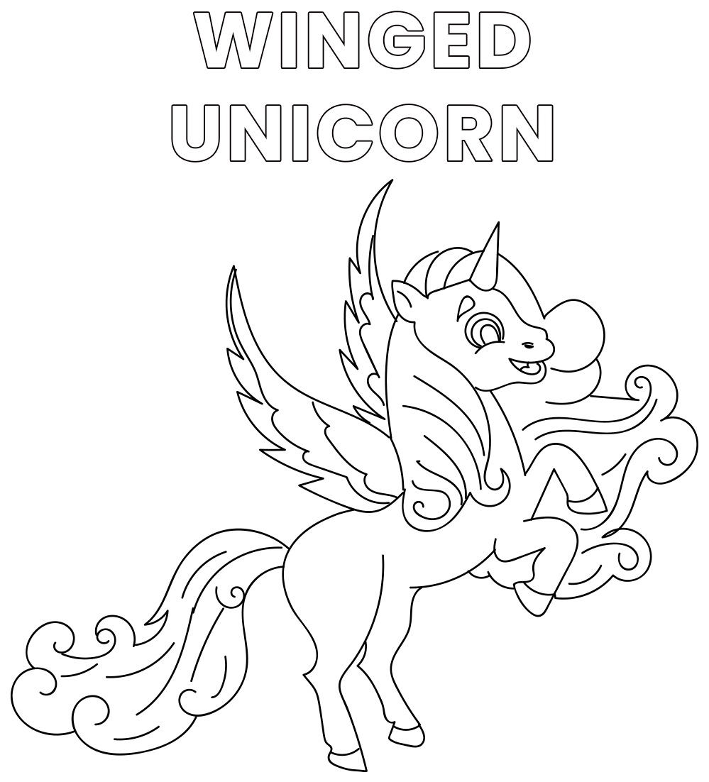Winged Unicorn Alicorn Coloring Page