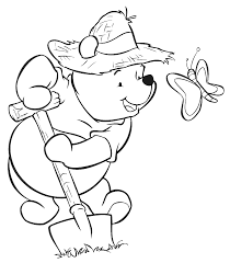 Winnie The Pooh And Butterfly Coloring Page